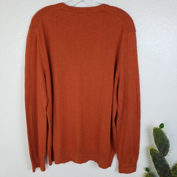 Banana Republic Luxury Blend Silk Cotton Cashmere V-Neck Sweater Orange size L - Picture 8 of 13